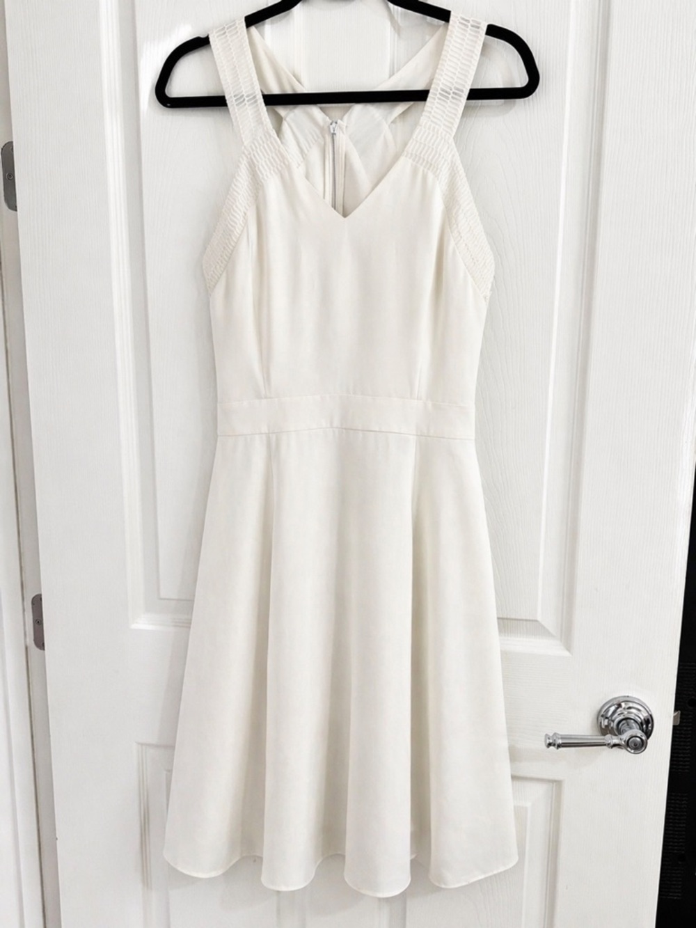 AX Armani Exchange White Fit + Flare Textured Strap Dress Size 12